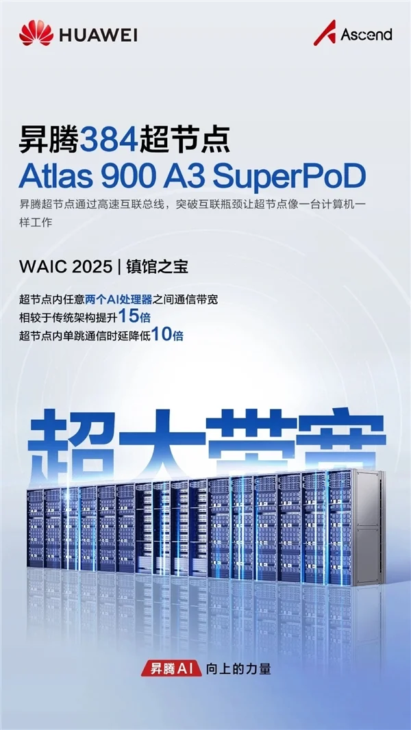 華為首次展出&ldquo;算力核彈&rdquo;！昇騰384超節點獲評WAIC 2025鎮館之寶